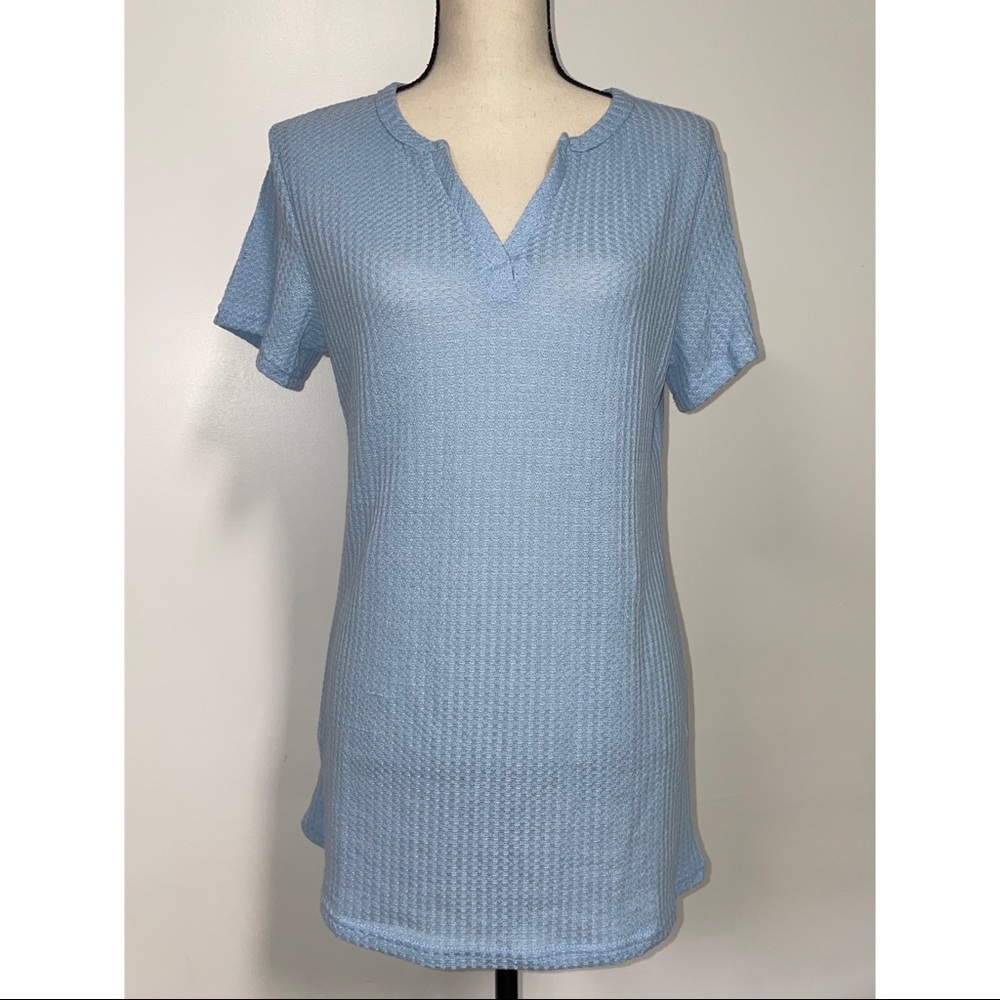 Short Sleeve Tunic Length T-Shirt Blue Size M